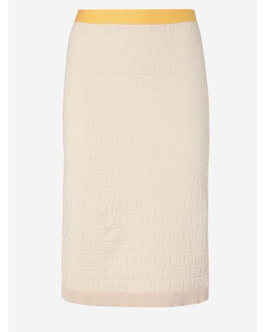 Fendi Natural Skirt Cotton And Silk