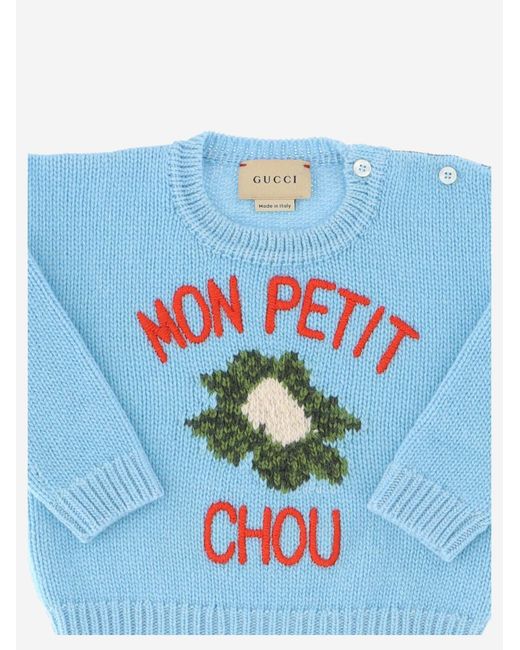 Gucci Blue Cauliflower Wool Sweater for men
