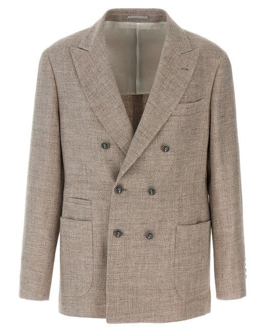 Brunello Cucinelli Natural Diagonal Deconstructed Blazer for men