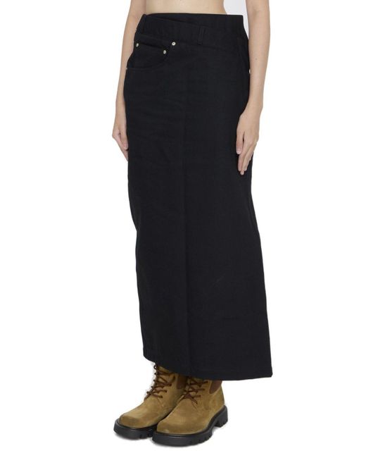 Loewe Black Deconstructed-Designed Denim Midi Skirt