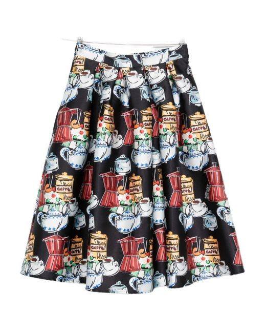 ALESSANDRO ENRIQUEZ White Printed Midi Skirt