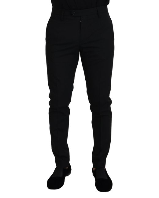 Dolce & Gabbana Black Elegant Wool-Blend Trousers for men