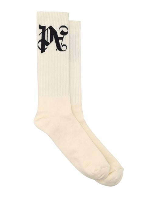 Palm Angels White Monogram Socks for men