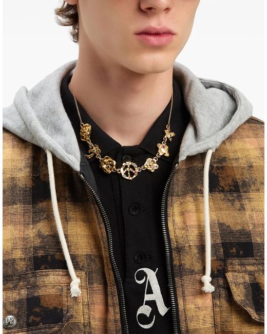 Palm Angels Brown Curved Logo Check Overshirt Jacket Clothing Coats for men