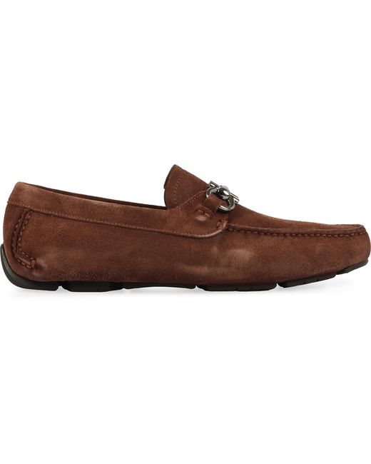 Ferragamo Brown Suede Loafers Calfskin for men