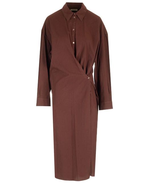 Lemaire Red Wrap Midi Dress