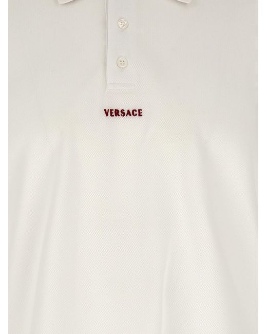 Versace White Cotton Polo Shirt for men
