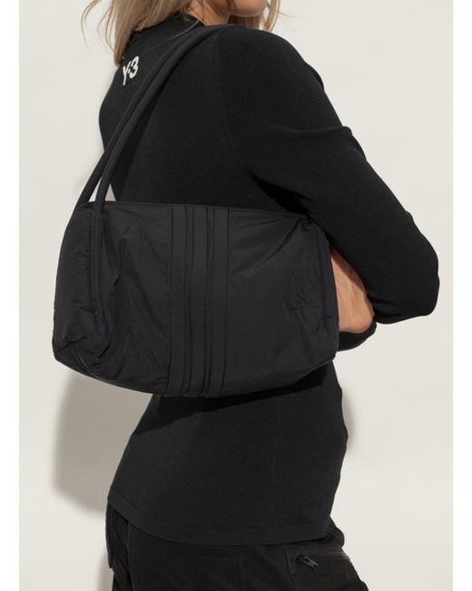 Y-3 Black Padded Stripes Logo Shoulder Bag