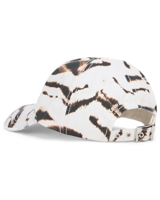 Ganni Gray Cap With Animal-Print Visor, Cotton Hat