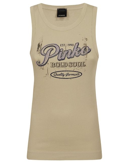 Pinko Natural Azzanello Canotta Costina Logo Maglia