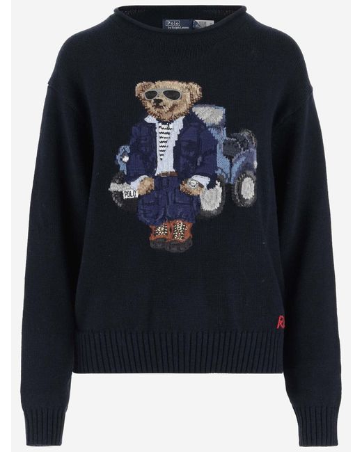 Polo Ralph Lauren Black Cotton Polo Bear Sweater