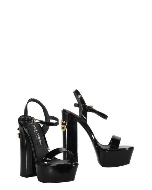 Dolce & Gabbana Black Patent Leather Platform Sandals