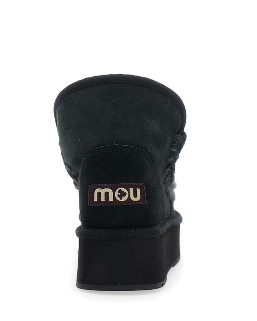 Mou Black Ankle Boots With Braided Detail