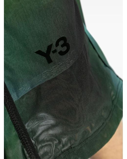 Y-3 Green Printed Cargo Shorts for men