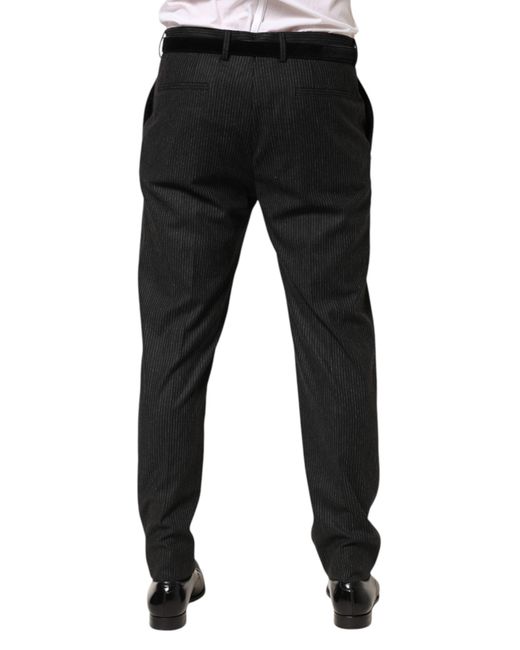 Dolce & Gabbana Black Cotton Mid Waist Dress Trouser Pants for men