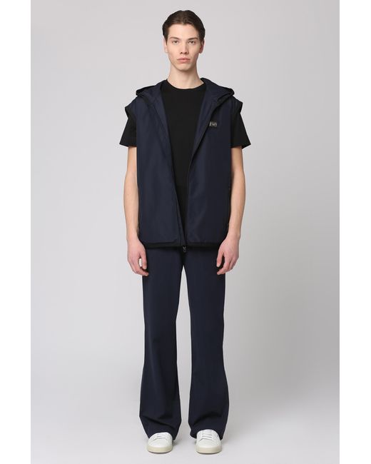 Dolce & Gabbana Blue Sporty Zipper Vest Polyamide Waistcoats & Gilets for men