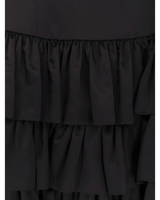 Valentino Satin Ruffle Skirt in Black | Lyst
