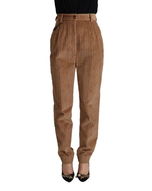 Dolce & Gabbana Black Elegant High-Waisted Tapered Corduroy Pant
