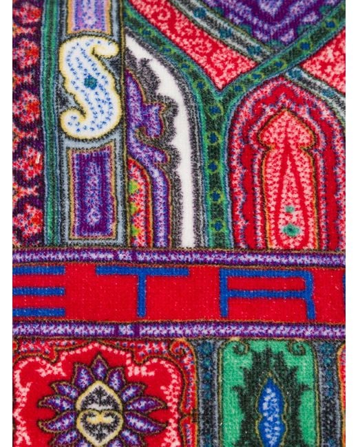Etro Red Beach Towel Ornamental Paisley Cotton Accessories