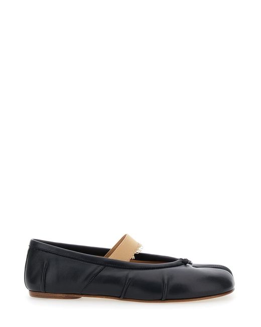Maison Margiela White Ballet Flats With Band Design And Tabi Toe