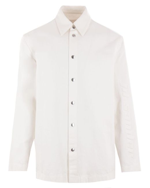 Jil Sander White Organic Cotton Denim Shirt for men