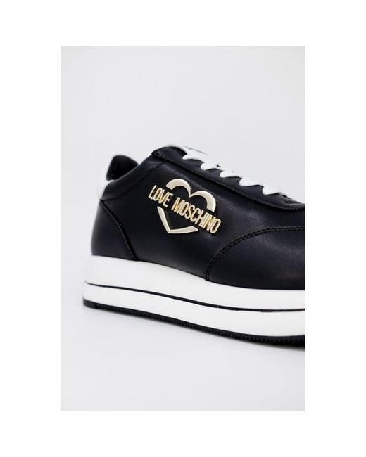 Love Moschino Black Leather Low Top Sneakers