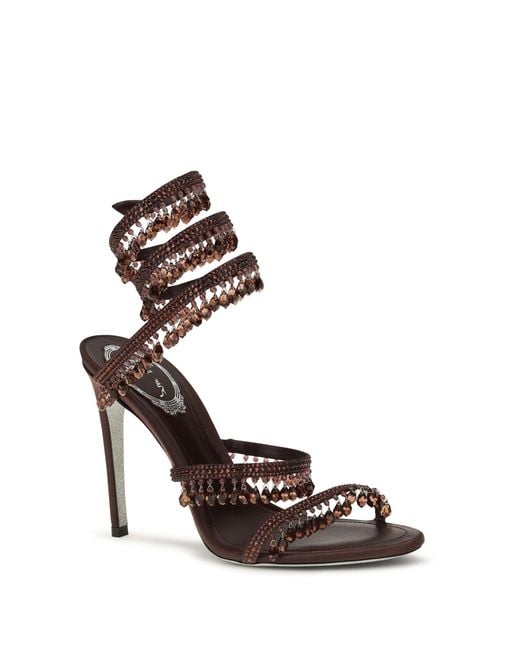 Rene Caovilla White Chandelier Sandals Satin Silk