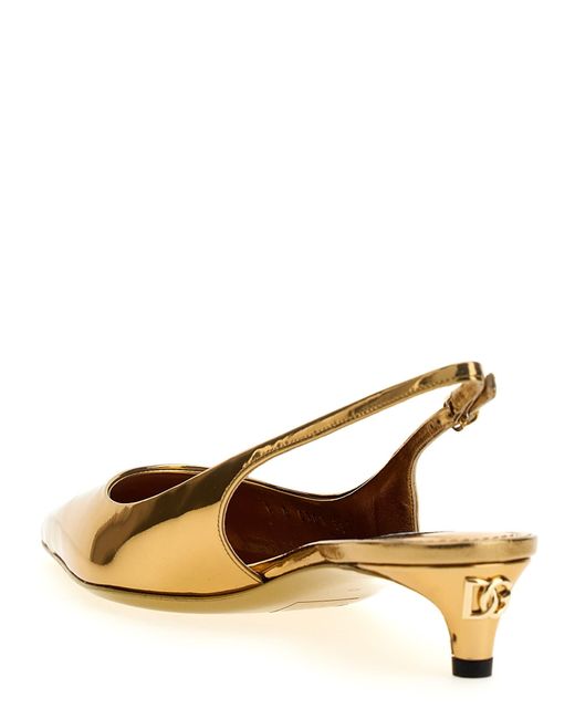 Dolce & Gabbana Natural Laminated Leather Slingback Pumps