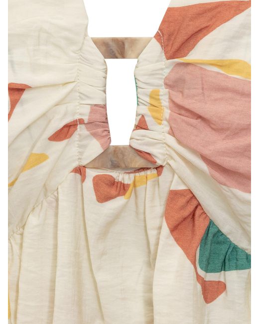 Ba&sh White Abstract Print Dress