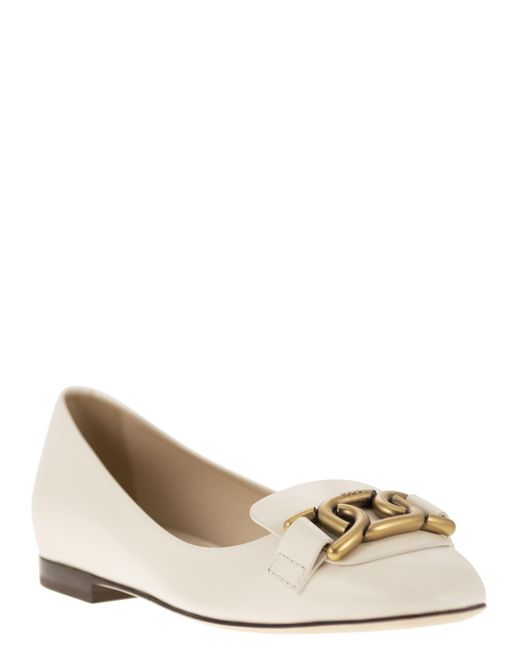 Tod's Natural Leather Ballerina With Accessory