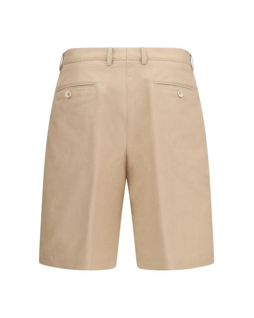 Brunello Cucinelli Natural Cotton And Linen Shorts Cotton; Bermuda for men
