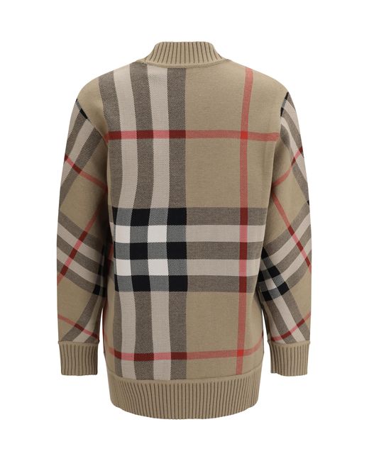 Burberry Gray Wool Sweater Check Polyester