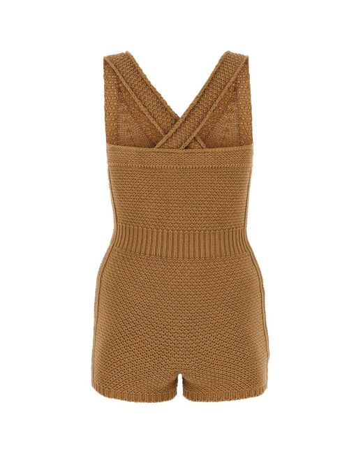 Max Mara Brown Crochet Playsuit