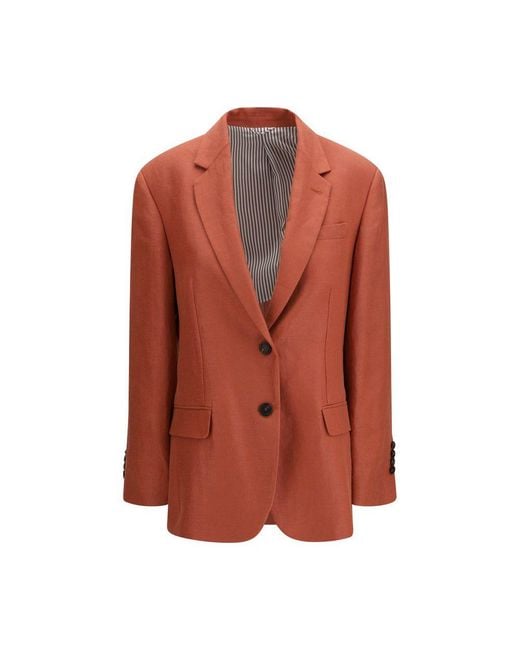 Brunello Cucinelli Brown Multicolor Linen Blazer