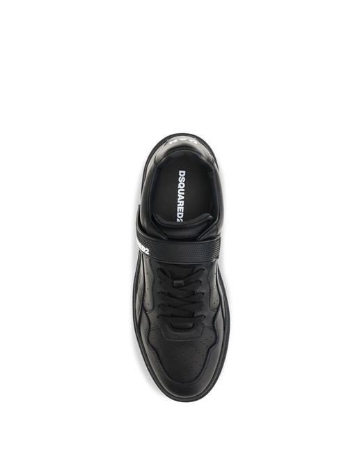 DSquared² Black Leather Strap Sneakers for men