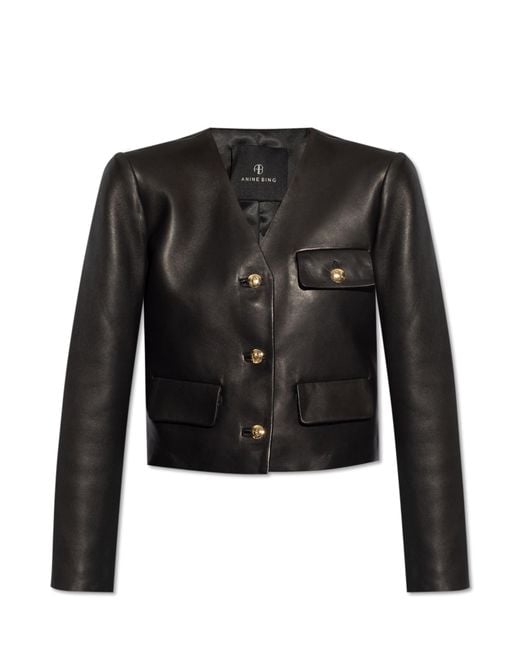 Anine Bing Black Cara Leather Jacket
