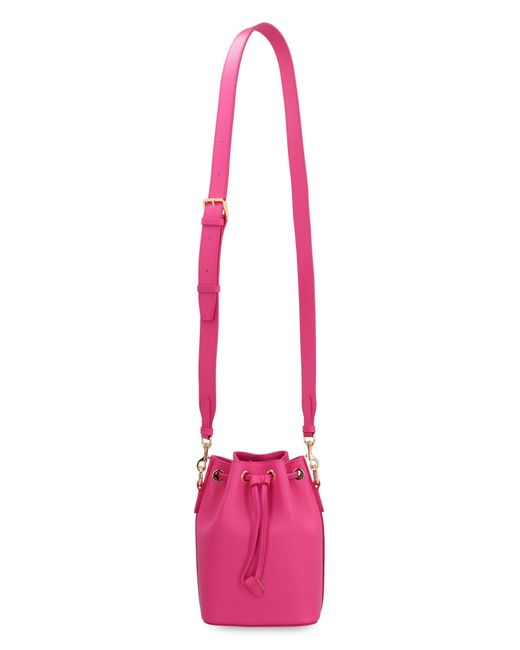 MCM Pink Aren Leather Bucket Bag