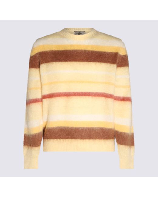 Etro Orange Cream Mohair And Wool Blend Stripe Sweater for men