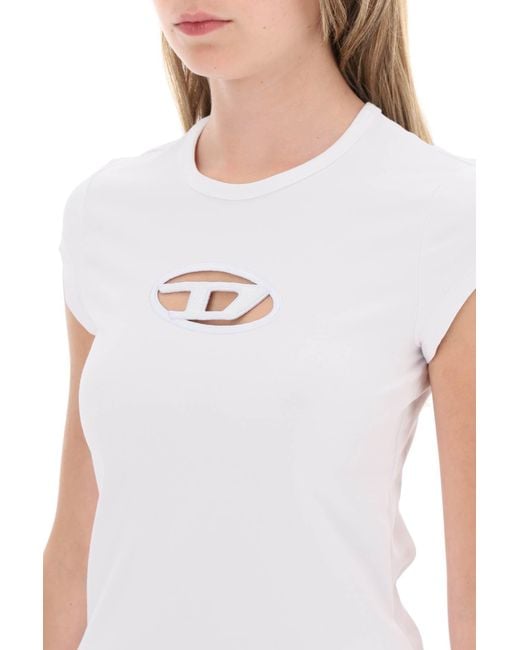 DIESEL White Angie T-shirt With Peekaboo Logo