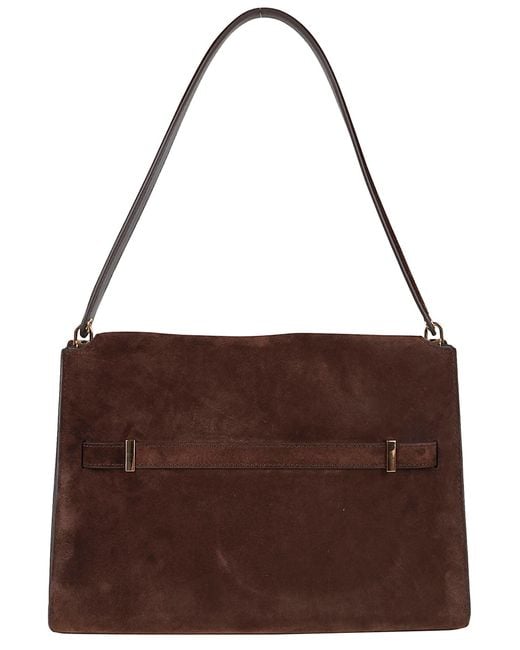 Tory Burch Brown Lee Radziwill Suede Large Shoulder Bag