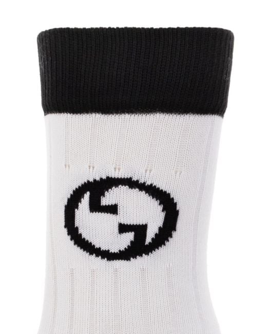 Gucci White Interlock gg Sports Sock for men