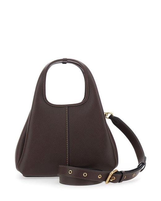 COACH Brown Polished Pebble Leather Lana Shoulder Bag 23