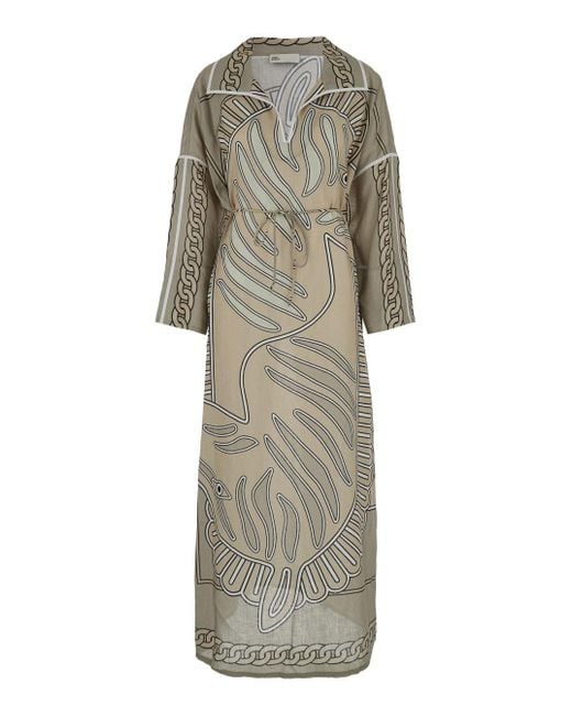 【送料&関税込】Tory Burch Kaftan With V-neck And Pendant Tory Burch Light Blue Kaftan With V-neck And Pendant