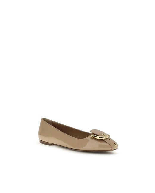 Ferragamo Natural Beige Calf Leather Bos Taurus Ballet Flats