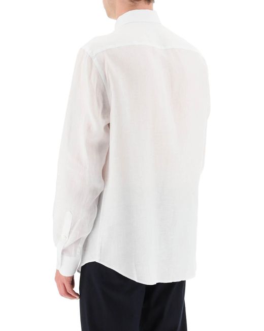 Emporio Armani White Classic Linen Shirt for men