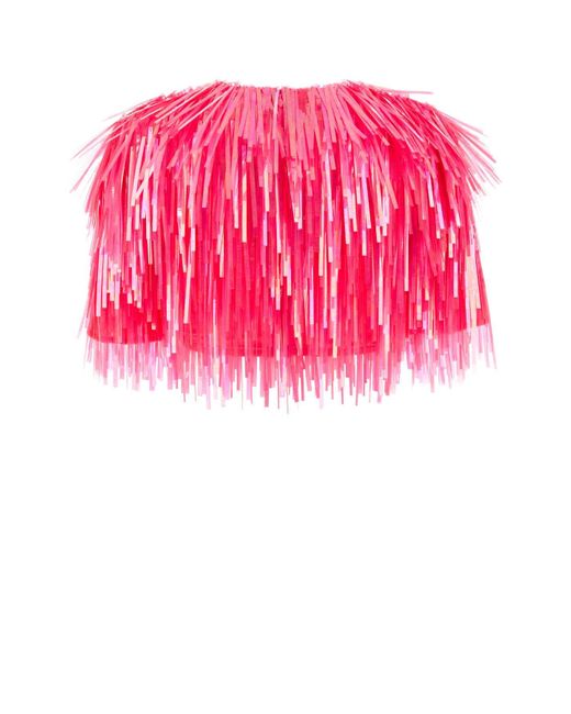 Sportmax Pink Embellished Stretch Nylon Petalo Top