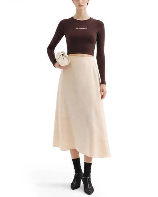 Jil Sander Purple Cropped Top With Logo Polyamide Elastane Tops