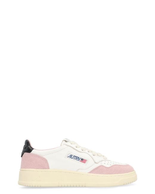 Autry White Leather Sneakers With Contrasting Heel Cow Hide Trainers