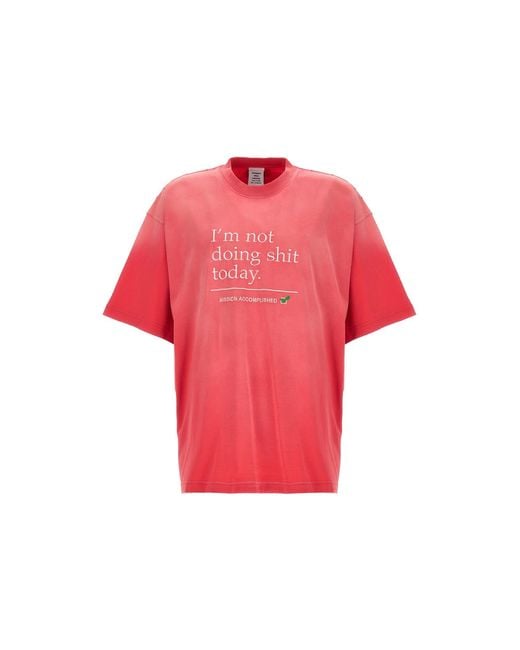 Vetements Red T-Shirt Im Not Doing Shit Today for men