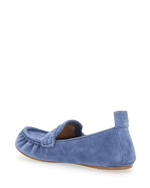 Acne Blue Loafers, Suede Calf Leather
